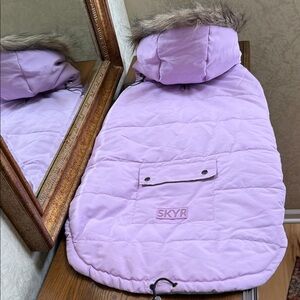 SKYR Lavender Quilted Hooded (Faux Fur trimmed) Dog Jacket. Size XXL.